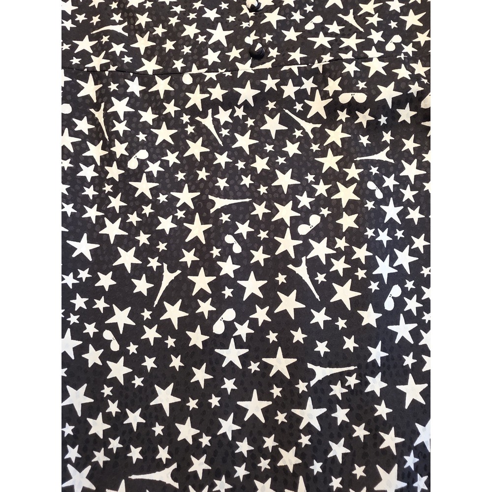 Karl Lagerfeld Star Print Ruffle Dress Womens 6 Short Sleeve V-Neck Black White - Picture 9 of 16